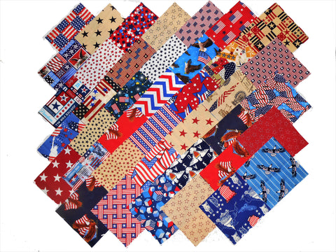 80 5 Inch Patriotic 3 Quilting Fabric Squares-40 Prints 2 of each
